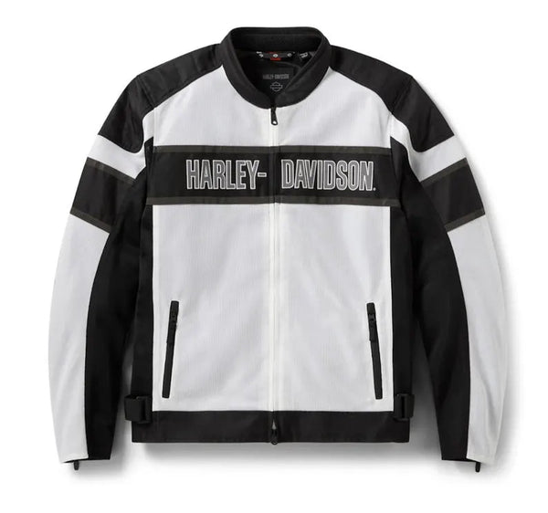 Men's H-D Black and White Mesh Riding Jacket - lightweight and comfortable wearing padded motorbike jacket