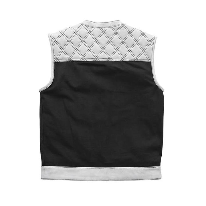 Leather Hunt Club Custom Builder Double Diamond Quilted Motorcycle Biker Vest - LEATHER CHAPTER