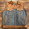Leather Vest Houston Brown Leather Vest Classic Vest Denim Vest Jeans Vest Leather Men Vest Biker vest Motorcycle Vest Men's Waistcoat - LEATHER CHAPTER