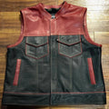 Leather Vest Mahroon Purple Leather Mens Vest Perforated Mesh Leather Biker Vest Motorcycle Vest Rider Waistcoat Motorcycle - LEATHER CHAPTER
