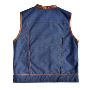 Leather Vest Men's Leather Vest Denim Vest Blue Vest Hand made Biker Wear Motorcycle Vest leather men Waistcoat - LEATHER CHAPTER