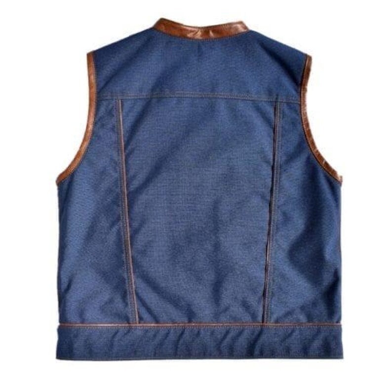 Leather Vest Men's Leather Vest Denim Vest Blue Vest Hand made Biker Wear Motorcycle Vest leather men Waistcoat - LEATHER CHAPTER