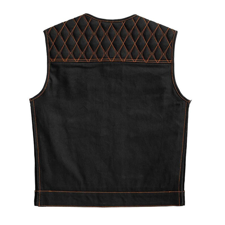 Denim Biker Vest, Hunt Club Leather Builder Diamond Quilted Custom Biker Vest, Paisley Vest - LEATHER CHAPTER