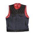 Leather vest,Diamond Quilted Perforated Leather Style Denim & Leather Motorcycle Vest Braided Men's Leather Vest Biker Rider Club - LEATHER CHAPTER