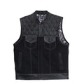 Leather vest Camo Style Denim Leather Motorcycle Vest Braided Skulls paisley Men's Leather Vest Biker Rider Club - LEATHER CHAPTER
