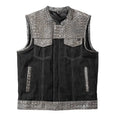 Leather Vest, Crocodile Plated Leather Grey Wax Motorcycle Men's Vest Denim Vest Black Vest - LEATHER CHAPTER