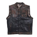 Leather vest Camo Style Denim Leather Motorcycle Vest Braided Braided Arms Men's Leather Vest Biker Rider Club - LEATHER CHAPTER