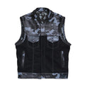 Leather vest Camo Style Denim Leather Motorcycle Vest Braided F1 Men's Leather Vest Biker Rider Club - LEATHER CHAPTER