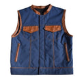 Leather Vest Men's Leather Vest Denim Vest Blue Vest Hand made Biker Wear Motorcycle Vest leather men Waistcoat - LEATHER CHAPTER