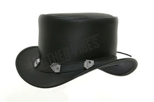 Top Hat-Playing Cards Leather hat,Leather Top Hat, Gothic Top Hat, Mens Top Hat, Steampunk Top Hat, Custom Top Hat - LEATHER CHAPTER