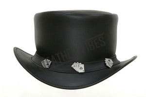 Top Hat-Playing Cards Leather hat,Leather Top Hat, Gothic Top Hat, Mens Top Hat, Steampunk Top Hat, Custom Top Hat - LEATHER CHAPTER