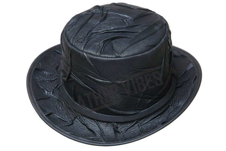 Top Hat-Marlow Crinckle Leather, Leather hat,Leather Top Hat,Gothic Top Hat,Mens Top Hat,Steampunk Top Hat,Custom Top Hat - LEATHER CHAPTER