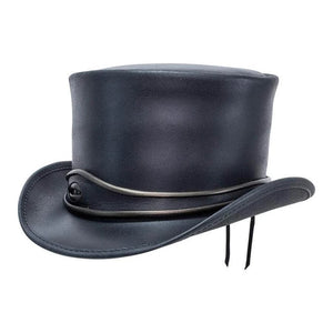 El Dorado Eye band Steampunk Black Leather Top hat Biker Motorcycle Rider Gothic Hat - LEATHER CHAPTER