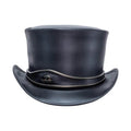 El Dorado Eye band Steampunk Black Leather Top hat Biker Motorcycle Rider Gothic Hat - LEATHER CHAPTER