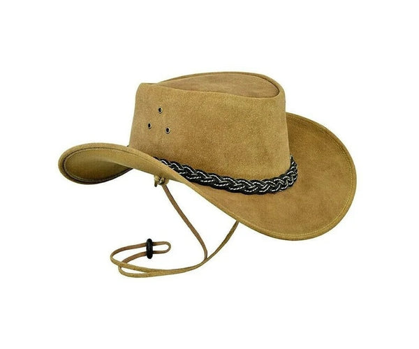 Top Hat SteamPunk Brown Leather Top Hat w/Buffalo Motorcycle Rider Biker
