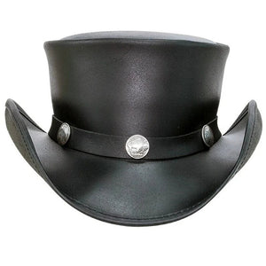 Top Hat-Black pale Rider Smokey Shaded Leather hat, Leather Top Hat, Gothic Top Hat, Men's Top Hat, Steampunk Top Hat, Custom Top Hat - LEATHER CHAPTER