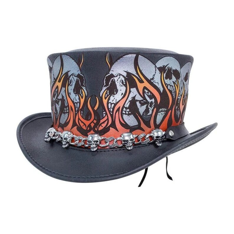 Burn In Hell top hat leather hat leather top hat gothic top hat men's top hat steampunk top hat custom top hat - LEATHER CHAPTER