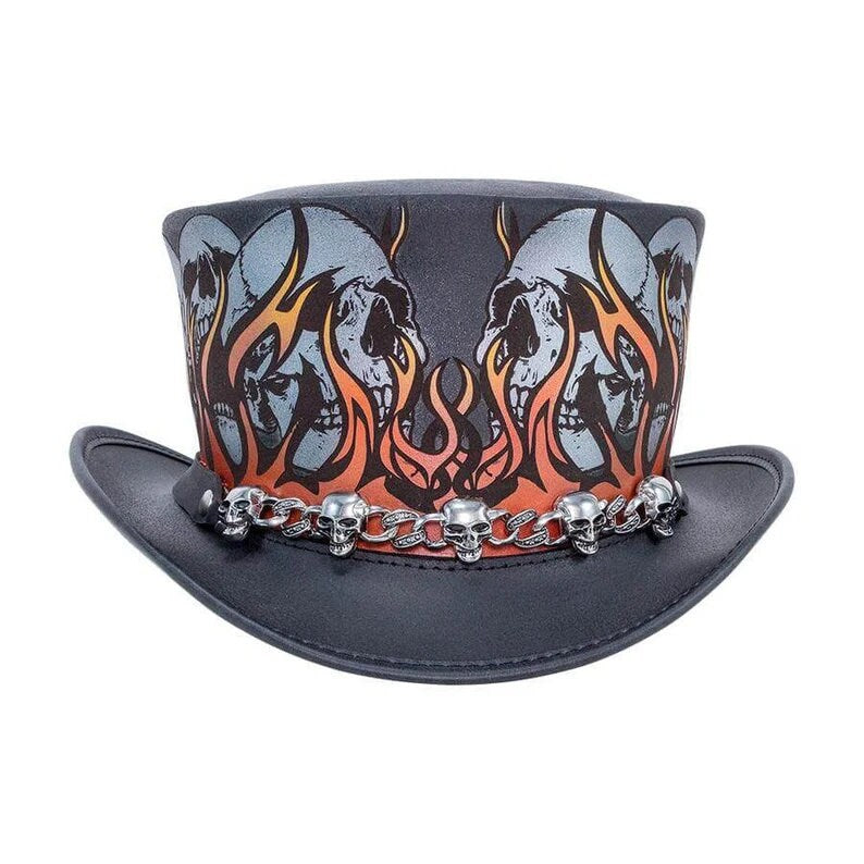 Burn In Hell top hat leather hat leather top hat gothic top hat men's top hat steampunk top hat custom top hat - LEATHER CHAPTER