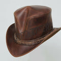 Hand Made New V Shape Braided Band Distress Brown Top Hat Steampunk Old look Headwear - LEATHER CHAPTER