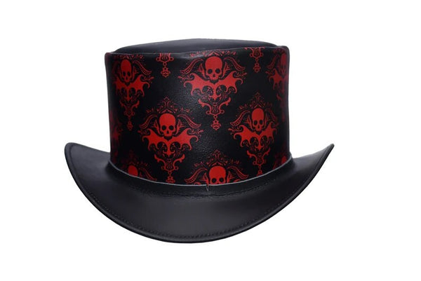 Top Hat Leather Black Top Hat Steampunk Hat Gothic hat Victorian Hat Biker Hat Halloween Hat Halloween Costumes Halloween gifts Leather Hat