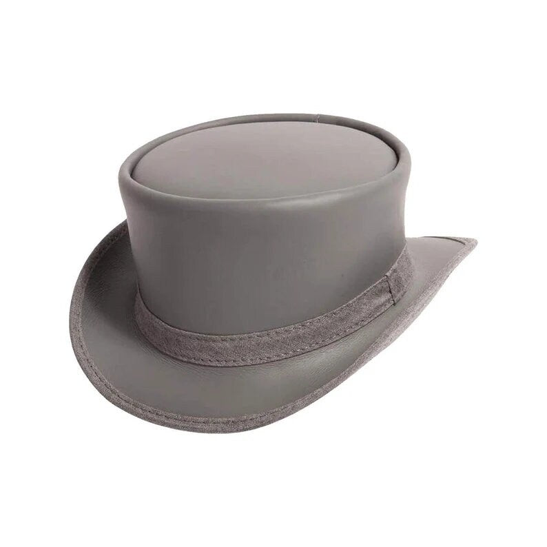 Grey Night top hat leather hat leather top hat gothic top hat men's top hat steampunk top hat custom top hat - LEATHER CHAPTER