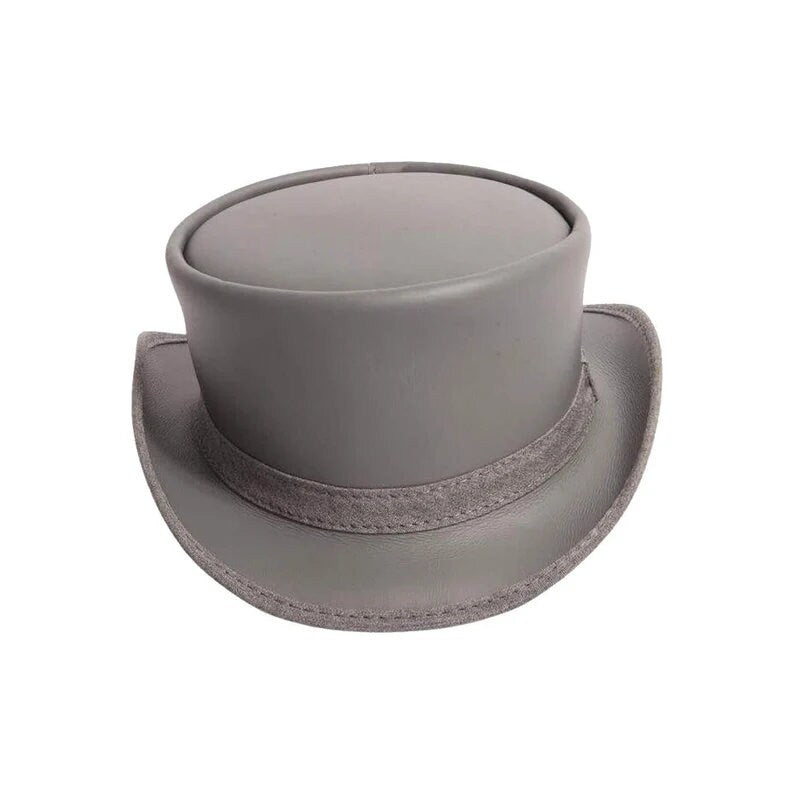 Grey Night top hat leather hat leather top hat gothic top hat men's top hat steampunk top hat custom top hat - LEATHER CHAPTER