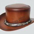 Top Hat-Smokey Shaded pale Rider Smokey Shaded Leather hat,Leather Top Hat,Gothic Top Hat,Mens Top Hat,Steampunk Top Hat,Custom Top Hat - LEATHER CHAPTER