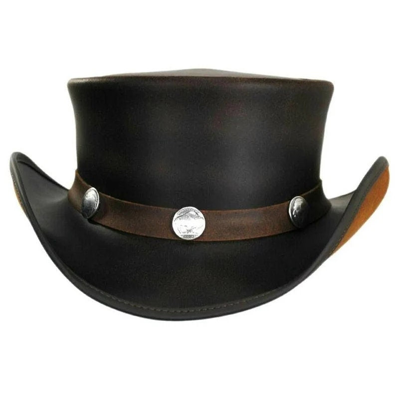 Top Hat-Coco Brown pale Rider Westren Leather hat,Leather Top Hat,Gothic Top Hat,Mens Top Hat,Steampunk Top Hat,Custom Top Hat - LEATHER CHAPTER