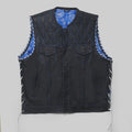 Hand Made Electric Blue Paisley Diamond Quilted Leather Side Lases Biker Rider Motorcycle Vest Men MC - LEATHER CHAPTER
