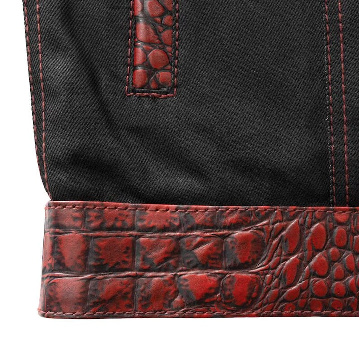 Leather Vest ,Crocodile Plated Leather Red Wax Motorcycle Men's Vest Denim Vest Black Vest - LEATHER CHAPTER