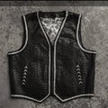 Leather Vest Black Braided Style Leather Men Vest Biker vest Motorcycle Vest Men Motorcycle Gifts For Men Western Vest Cowboy Vest - LEATHER CHAPTER