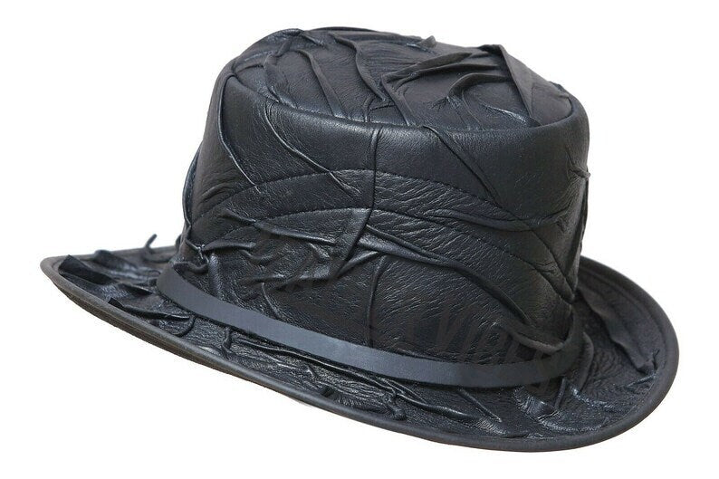 Top Hat-Marlow Crinckle Leather, Leather hat,Leather Top Hat,Gothic Top Hat,Mens Top Hat,Steampunk Top Hat,Custom Top Hat - LEATHER CHAPTER