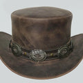 Top Hat-Pale Rider Distress Brown Leather hat,Leather Top Hat, Gothic Top Hat, Men's Top Hat, Steampunk Top Hat, Custom Top Hat - LEATHER CHAPTER