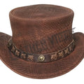 Top Hat-Snake Plated Distress Brown Leather hat,Leather Top Hat, Gothic Top Hat, Mens Top Hat,Steampunk Top Hat,Custom Top Hat - LEATHER CHAPTER