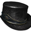 Top Hat-Eye Band Crockodile Plated Black Leather hat,Leather Top Hat,Gothic Top Hat,Mens Top Hat,Steampunk Top Hat,Custom Top Hat - LEATHER CHAPTER