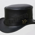 hand Made Classic Leather Black Steampunk Side Hook Buckle Lock Band Top Hat Corset Gothic - LEATHER CHAPTER