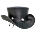 Top Hat-Black pale Rider Smokey Shaded Leather hat, Leather Top Hat, Gothic Top Hat, Men's Top Hat, Steampunk Top Hat, Custom Top Hat - LEATHER CHAPTER