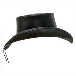 Top Hat-Black pale Rider Smokey Shaded Leather hat, Leather Top Hat, Gothic Top Hat, Men's Top Hat, Steampunk Top Hat, Custom Top Hat - LEATHER CHAPTER
