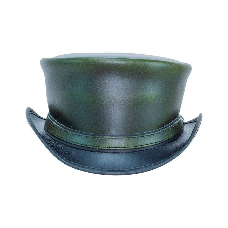 Hampton Green Leather Steampunk Classic Biker Motorcycle Rider Top Hat - LEATHER CHAPTER