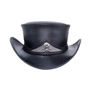 Pale Rider Skull top hat leather hat leather top hat gothic top hat men's top hat steampunk top hat custom top hat - LEATHER CHAPTER