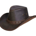 Men's Leather High Sierra Australian Cowboy Aussie Western Hat- Brown - LEATHER CHAPTER