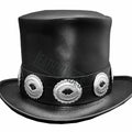 Top Hat-Rocker Black Leather Slash Style Conchos Band,Gothic Top hat,Custom Leather hat,Steampunk Top Hat - LEATHER CHAPTER