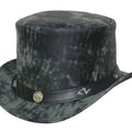 Distress Black Five Cent V band Leather Motorcycle Biker Steampunk Hat Headwear - LEATHER CHAPTER