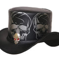 Top Hat Red Eye Skull Leather Top Hat ,Steampunk Top Hat,Gothic Top hat Biker MC,Custom Leather Hats - LEATHER CHAPTER