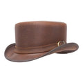 BROMLEY CARRIAGE BAND Steampunk Black Leather Top hat Biker Motorcycle Rider Gothic Hat - LEATHER CHAPTER