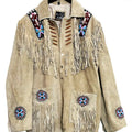 Men Leather Rockabilly jacket, Native American Buckskin Western Jacket Suede Leather Shirt Fringes & Beads Work Coat - LEATHER CHAPTER