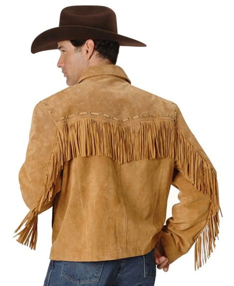Western Jacket Suede Handmade Western Suede Leather Mountain Men Buckskin Shirt With Fringes Cowboy Rodeo Style Shirt - LEATHER CHAPTER