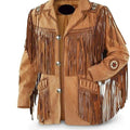 Leather jacket Men's Traditional Native Brown Classic Suede Leather Western Jacket With Braided Fringes Country Side Red Indian Western Wear - LEATHER CHAPTER
