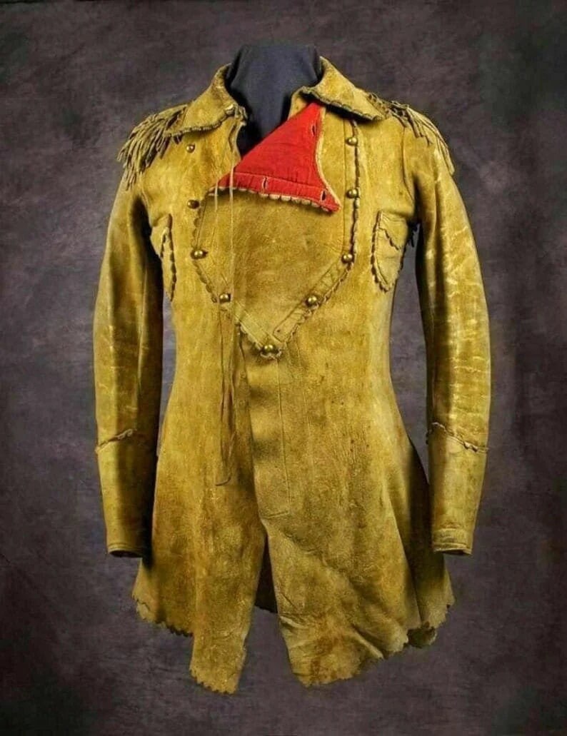 Men's Native American Handmade Rare Buckskin Leather Jacket Coat War Shirt Brand New Western Jacket - LEATHER CHAPTER