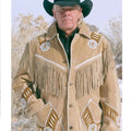 Men Brown Suede Vintage Traditional Western Cowboy Leather Jacket With Fringe Hand Made Country Side Red Indian Western Wear Coat For Men - LEATHER CHAPTER